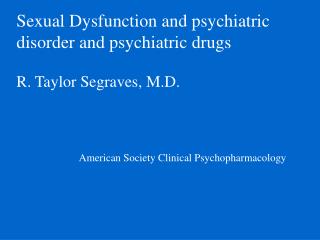 American Society Clinical Psychopharmacology