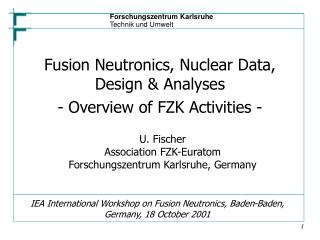 IEA International Workshop on Fusion Neutronics, Baden-Baden, Germany, 18 October 2001