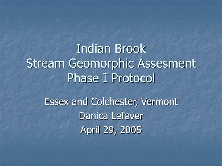indian brook stream geomorphic assesment phase i protocol