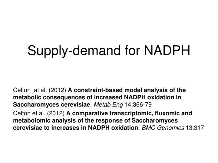 supply demand for nadph