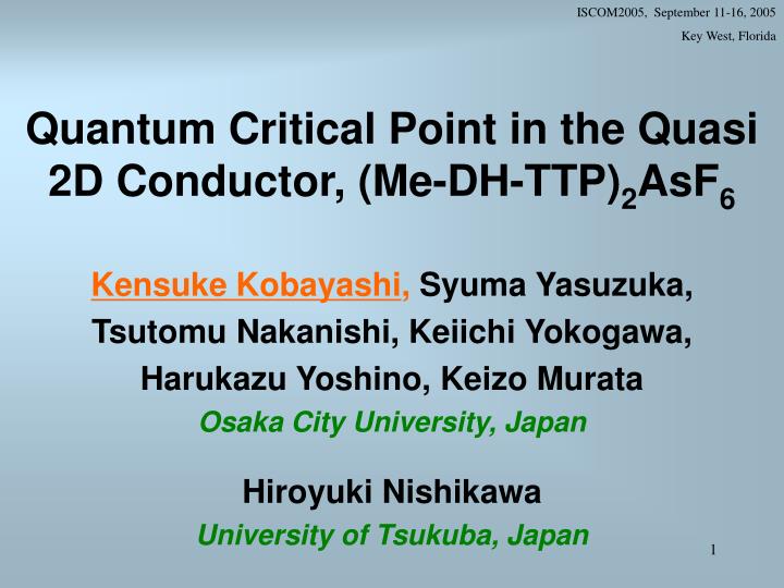 quantum critical point in the quasi 2d conductor me dh ttp 2 asf 6