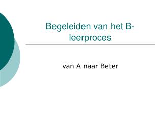 begeleiden van het b leerproces