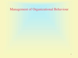 Management of Organizational Behaviour