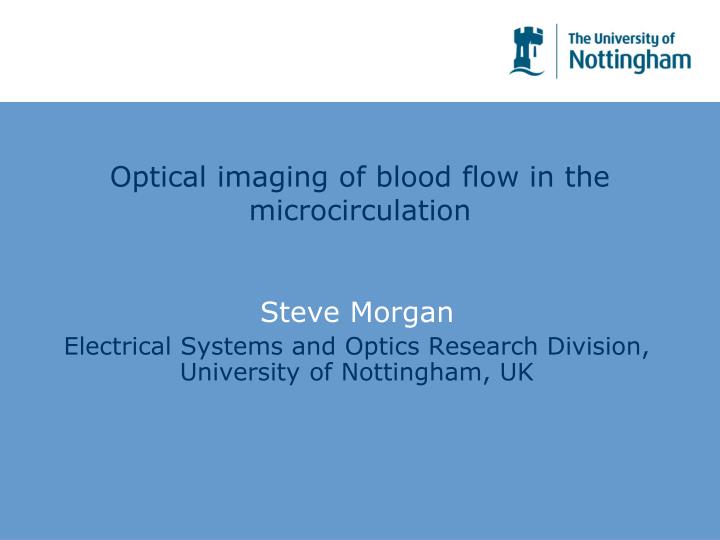 optical imaging of blood flow in the microcirculation