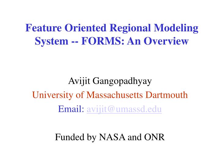 feature oriented regional modeling system forms an overview