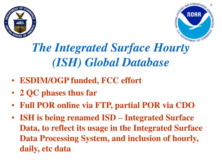the integrated surface hourly ish global database
