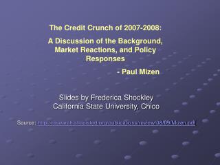 Slides by Frederica Shockley California State University, Chico