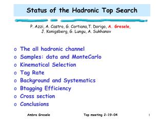 Status of the Hadronic Top Search