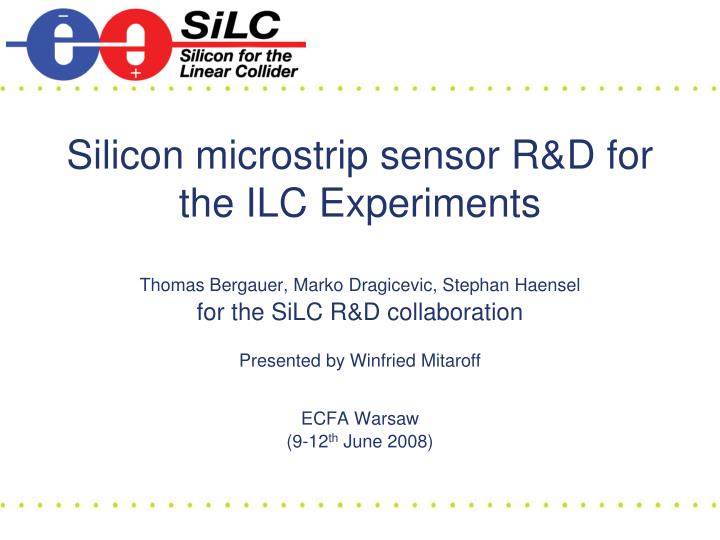 silicon microstrip sensor r d for the ilc experiments