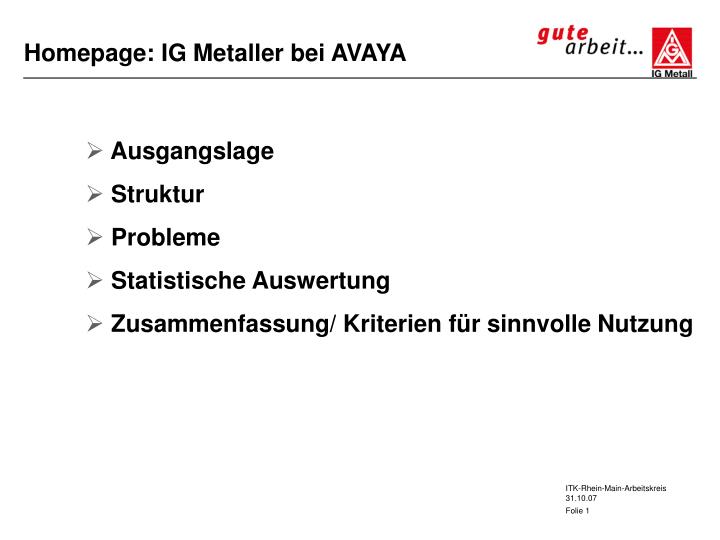 homepage ig metaller bei avaya