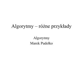 algorytmy marek pude ko