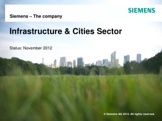 Infrastructure &amp; Cities Sector Status: November 2012