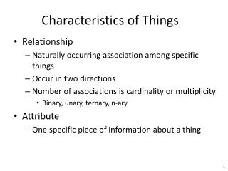 Characteristics of Things