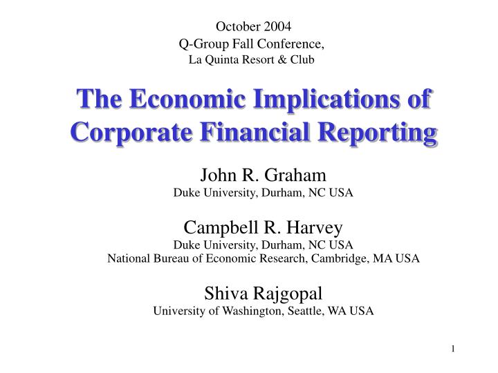the economic implications of corporate financial reporting