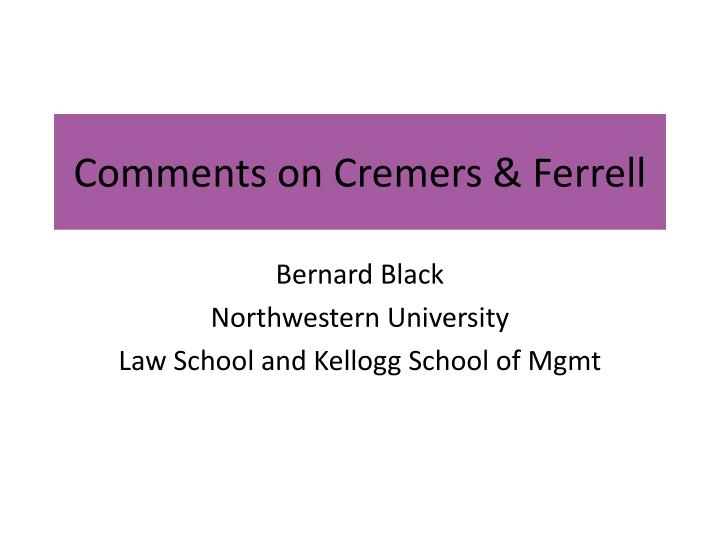 comments on cremers ferrell