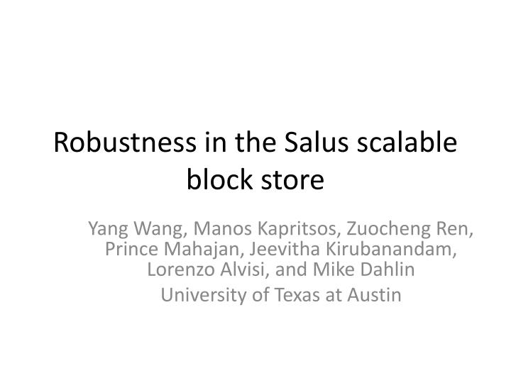 robustness in the salus scalable block store