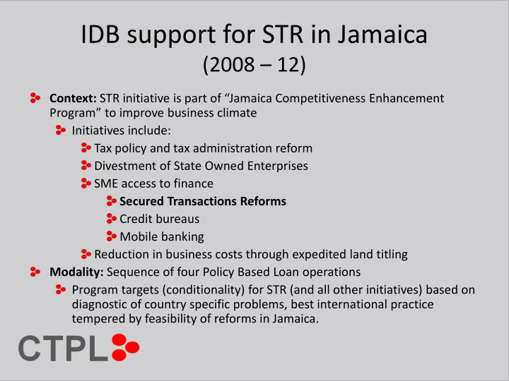 idb support for str in jamaica 2008 12
