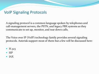 VoIP Signaling Protocols