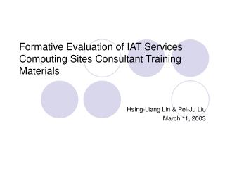 formative evaluation of iat services computing sites consultant training materials