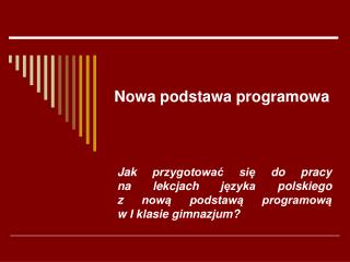 nowa podstawa programowa
