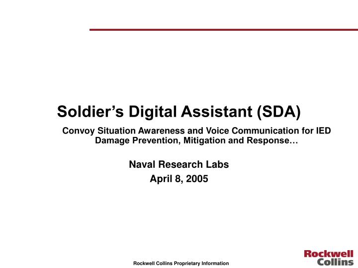 soldier s digital assistant sda