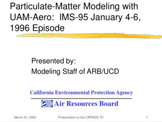 Particulate-Matter Modeling with UAM-Aero: IMS-95 January 4-6, 1996 Episode
