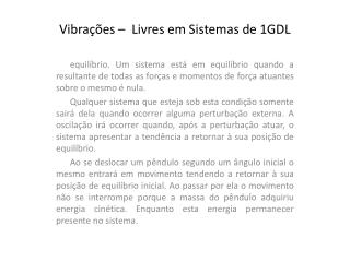vibra es livres em sistemas de 1gdl