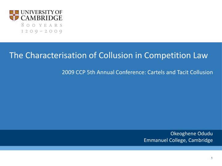 the characterisation of collusion in competition law