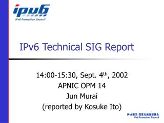 IPv6 Technical SIG Report