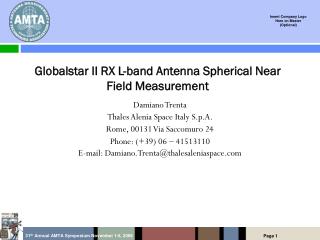 Globalstar II RX L-band Antenna Spherical Near Field Measurement