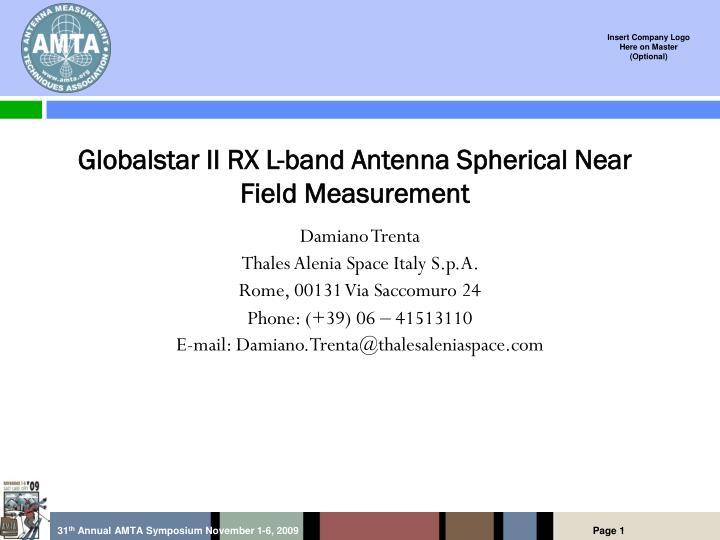 globalstar ii rx l band antenna spherical near field measurement