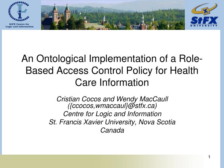 an ontological implementation of a role based access control policy for health care information