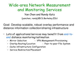 Wide-area Network Measurement and Monitoring Services