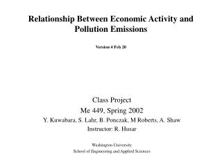 Relationship Between Economic Activity and Pollution Emissions Version 4 Feb 20