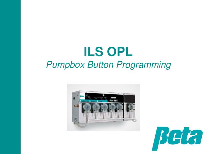 ils opl pumpbox button programming