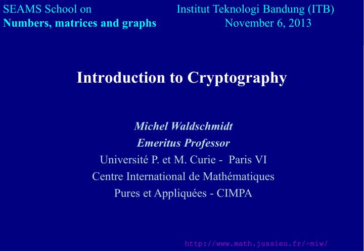 introduction to cryptography