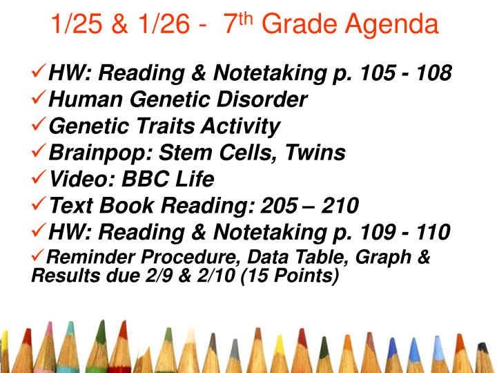 1 25 1 26 7 th grade agenda