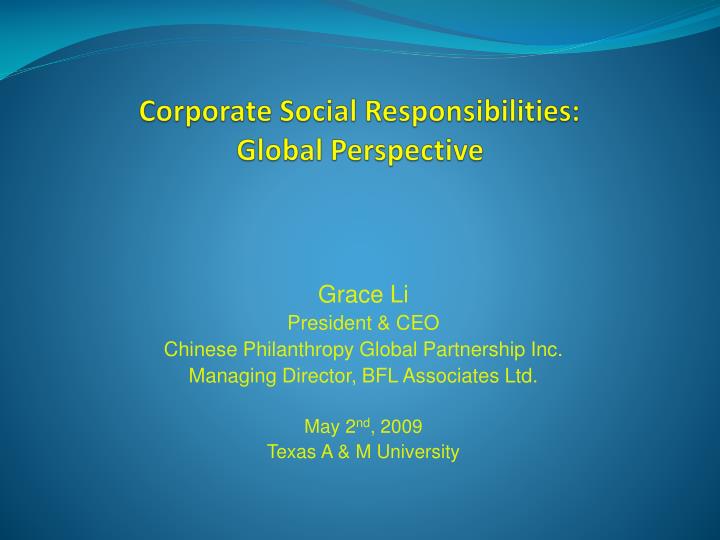 corporate social responsibilities global perspective