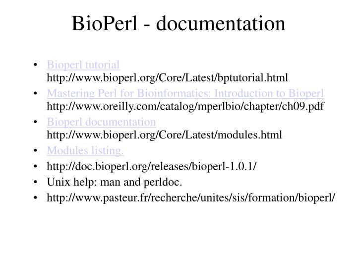 bioperl documentation