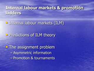 Internal labour markets &amp; promotion ladders