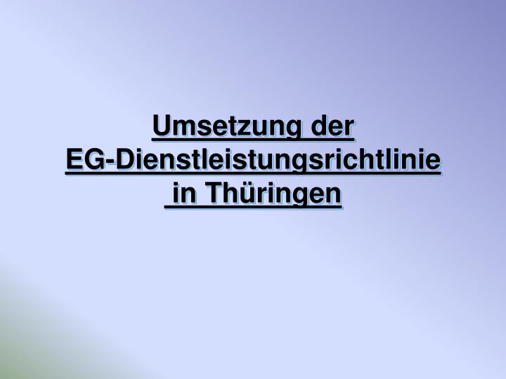 umsetzung der eg dienstleistungsrichtlinie in th ringen