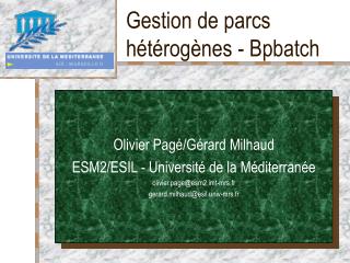 gestion de parcs h t rog nes bpbatch