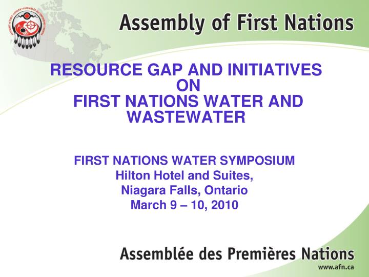 resource gap and initiatives on first nations water and wastewater
