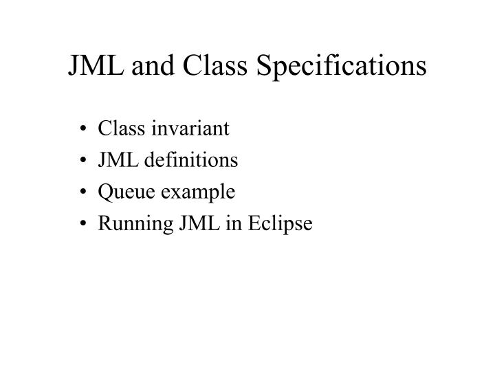 jml and class specifications
