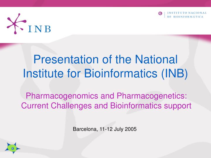 presentation of the national institute for bioinformatics inb