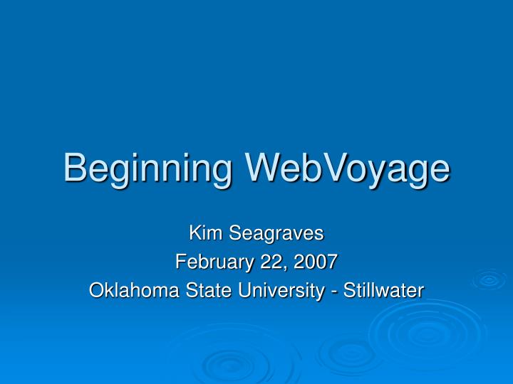 beginning webvoyage