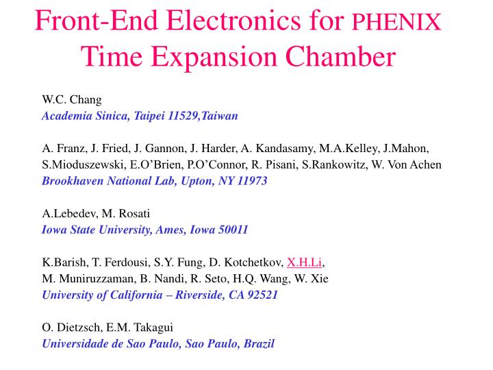 front end electronics for phenix time expansion chamber