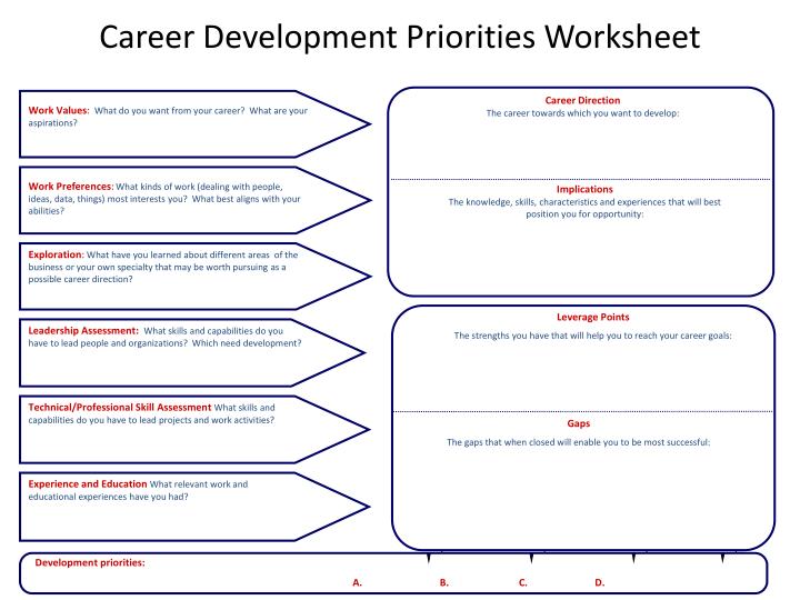 career development priorities worksheet