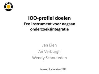 ioo profiel doelen een instrument voor nagaan onderzoeksintegratie