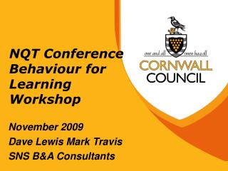 NQT Conference Behaviour for Learning Workshop